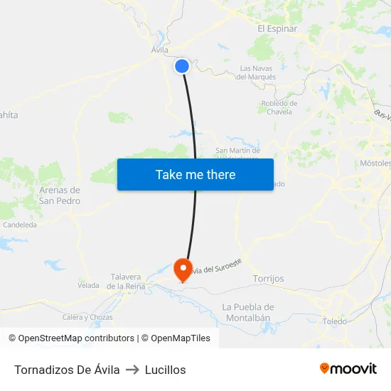 Tornadizos De Ávila to Lucillos map