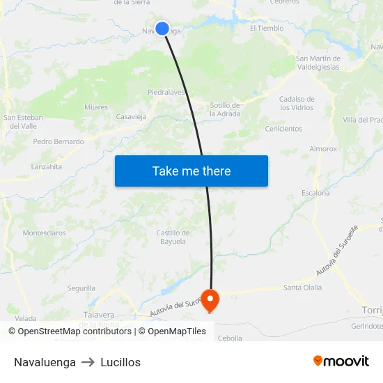 Navaluenga to Lucillos map