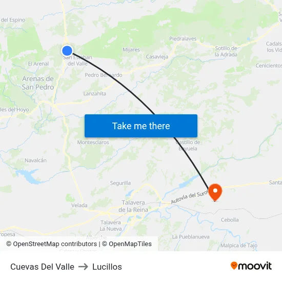 Cuevas Del Valle to Lucillos map