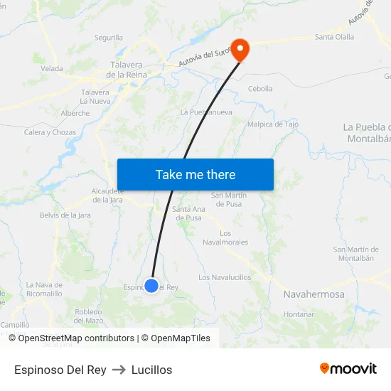 Espinoso Del Rey to Lucillos map