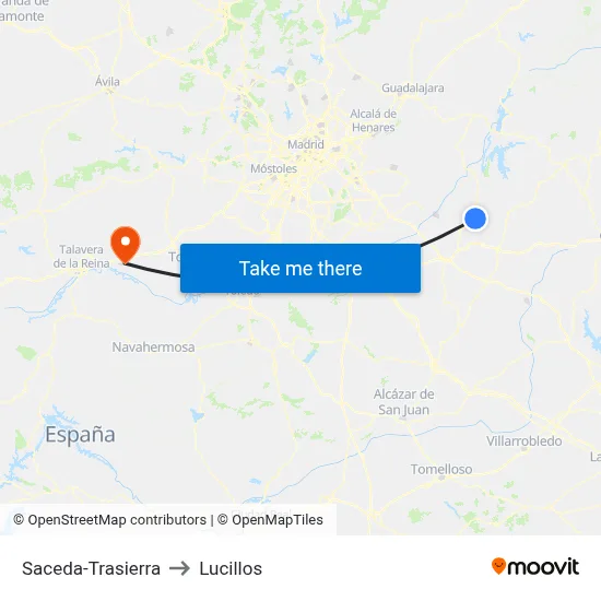 Saceda-Trasierra to Lucillos map