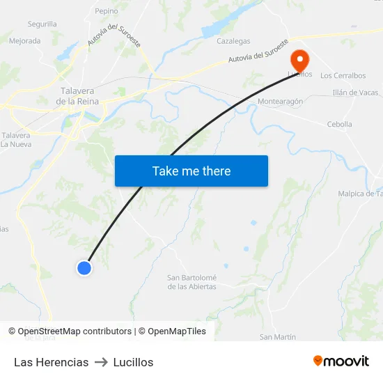 Las Herencias to Lucillos map