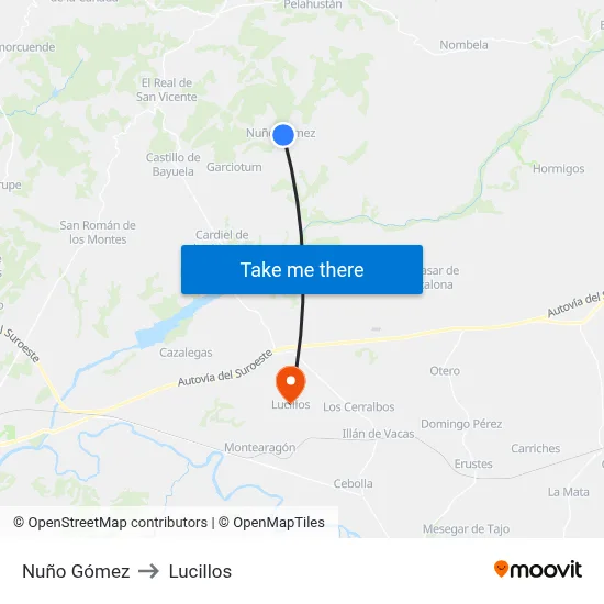 Nuño Gómez to Lucillos map