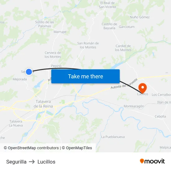 Segurilla to Lucillos map