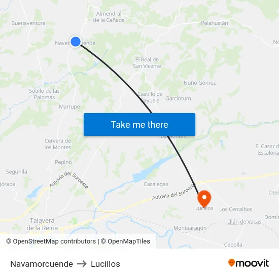 Navamorcuende to Lucillos map