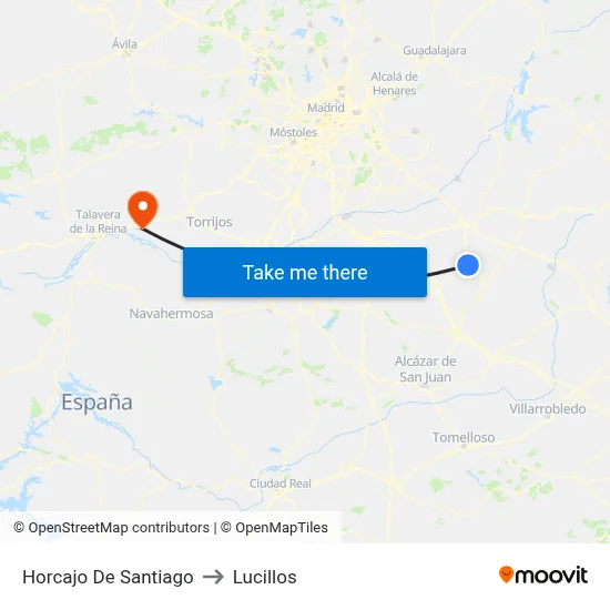 Horcajo De Santiago to Lucillos map