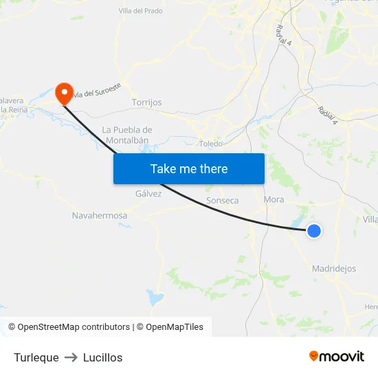 Turleque to Lucillos map