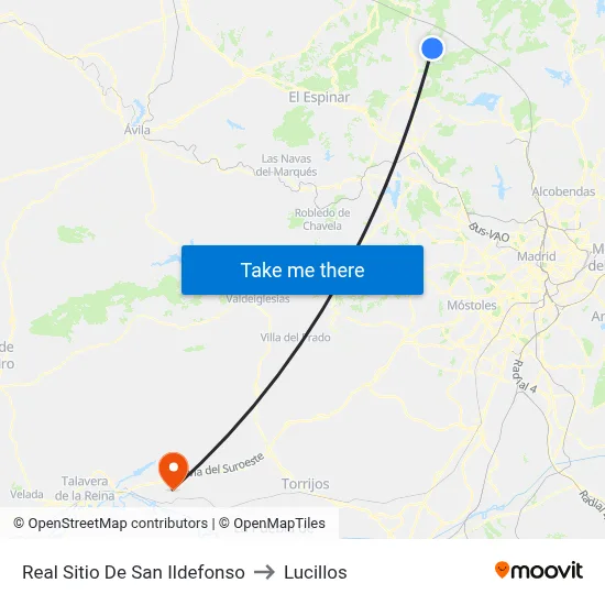 Real Sitio De San Ildefonso to Lucillos map
