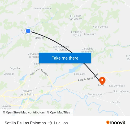 Sotillo De Las Palomas to Lucillos map