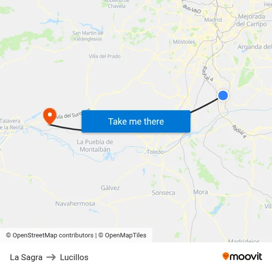La Sagra to Lucillos map