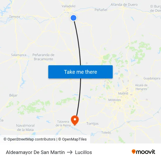 Aldeamayor De San Martín to Lucillos map