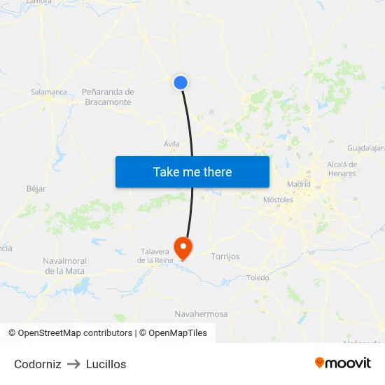 Codorniz to Lucillos map