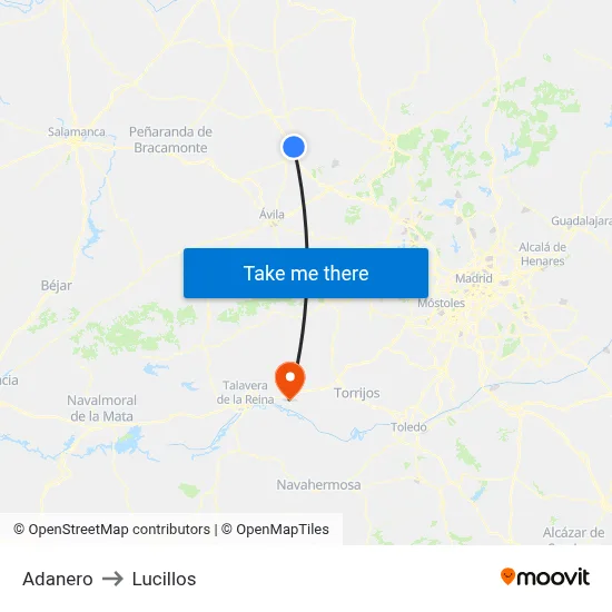 Adanero to Lucillos map