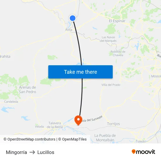 Mingorría to Lucillos map