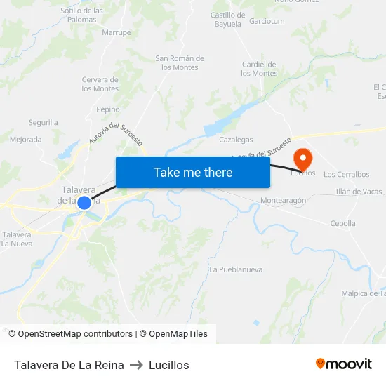 Talavera De La Reina to Lucillos map