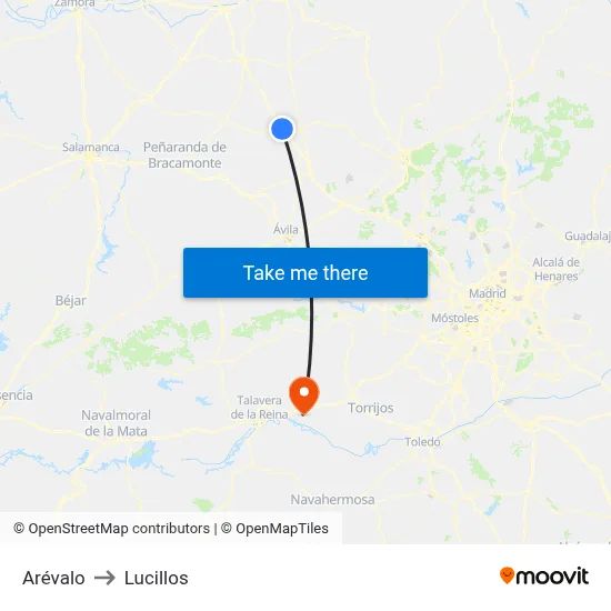 Arévalo to Lucillos map