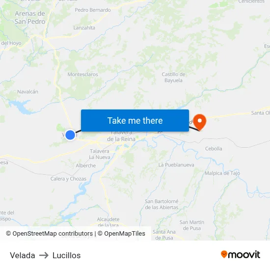 Velada to Lucillos map