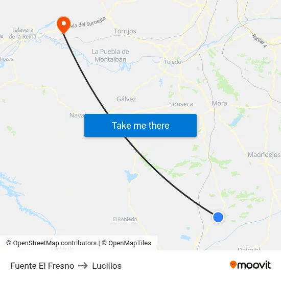 Fuente El Fresno to Lucillos map