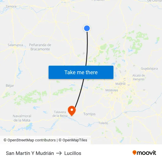 San Martín Y Mudrián to Lucillos map