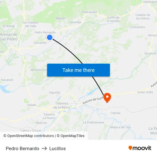 Pedro Bernardo to Lucillos map
