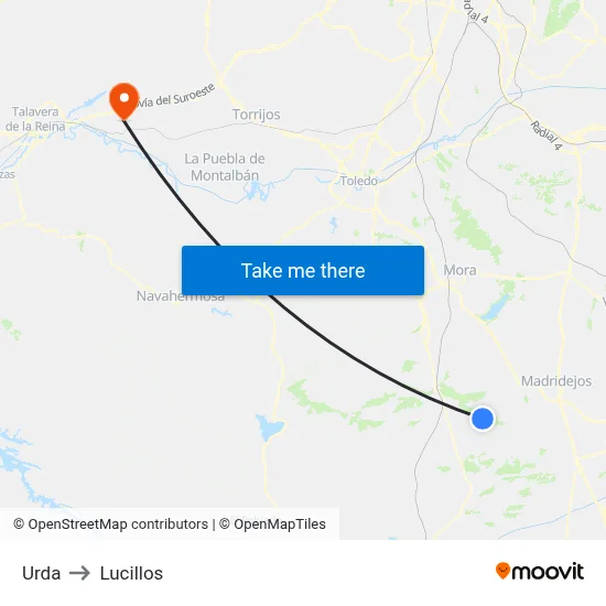 Urda to Lucillos map