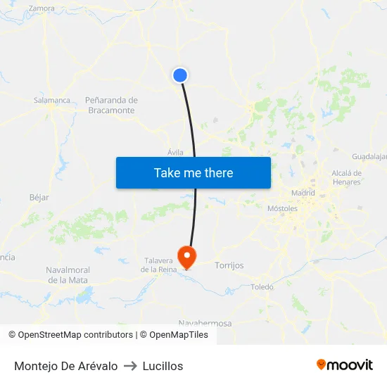 Montejo De Arévalo to Lucillos map