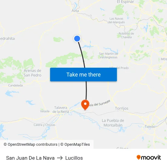San Juan De La Nava to Lucillos map
