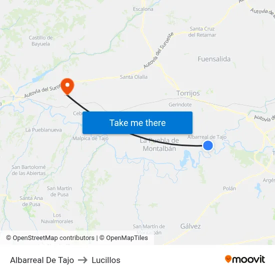 Albarreal De Tajo to Lucillos map