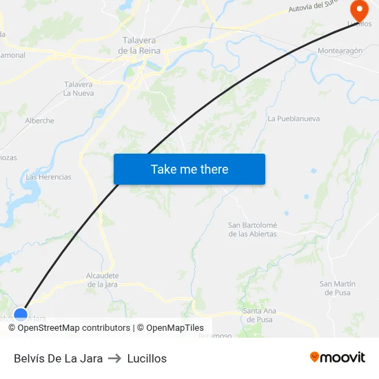 Belvís De La Jara to Lucillos map
