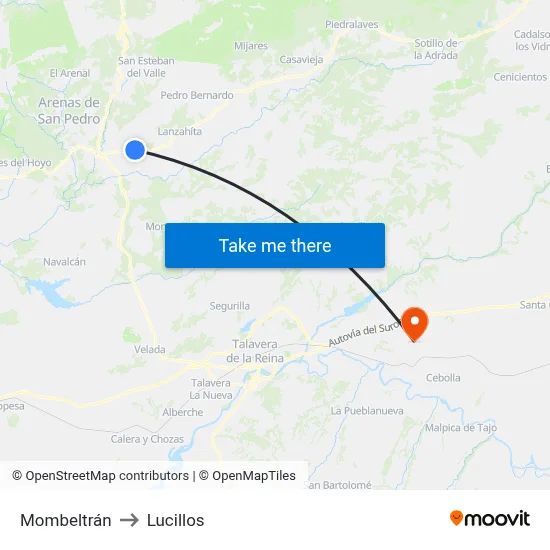 Mombeltrán to Lucillos map