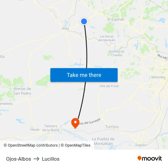 Ojos-Albos to Lucillos map