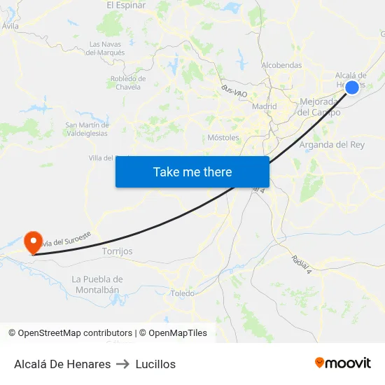 Alcalá De Henares to Lucillos map