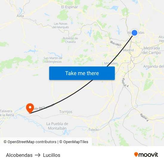 Alcobendas to Lucillos map