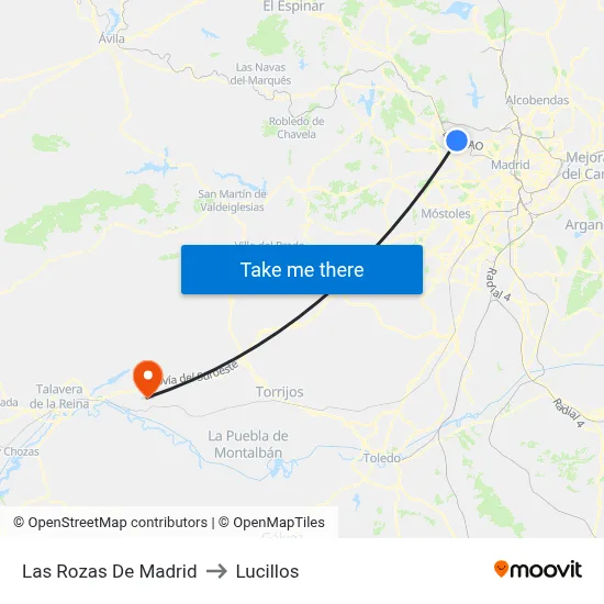 Las Rozas De Madrid to Lucillos map