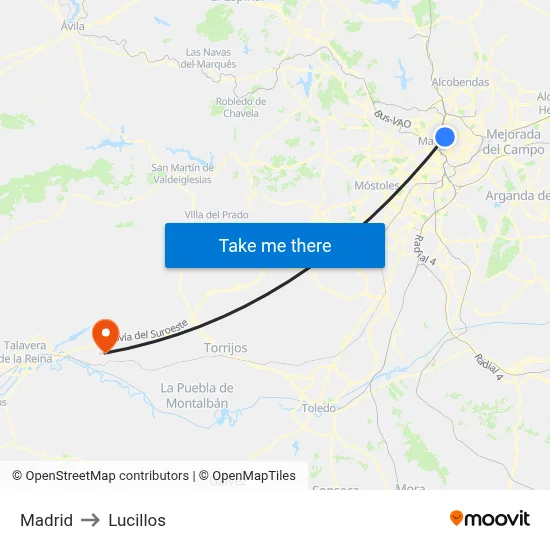 Madrid to Lucillos map