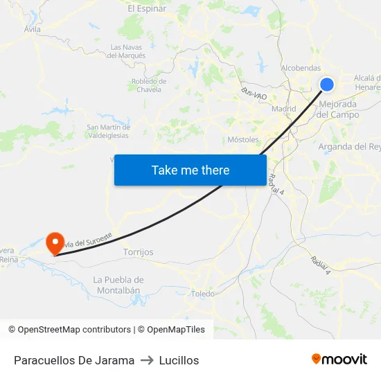 Paracuellos De Jarama to Lucillos map