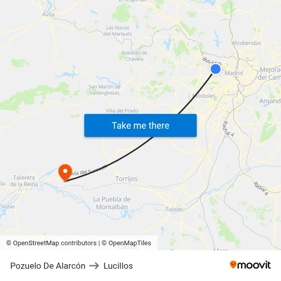 Pozuelo De Alarcón to Lucillos map