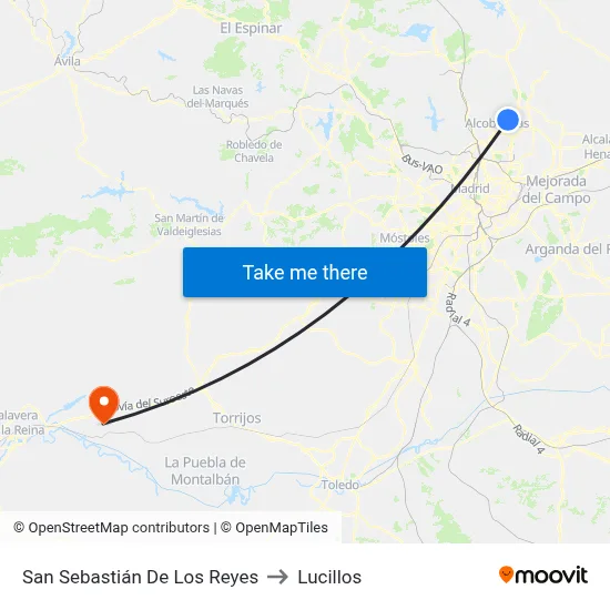 San Sebastián De Los Reyes to Lucillos map