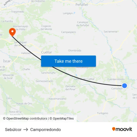Sebúlcor to Camporredondo map