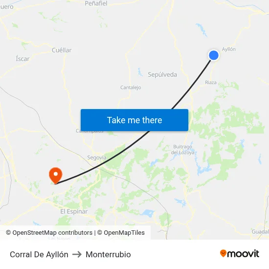 Corral De Ayllón to Monterrubio map
