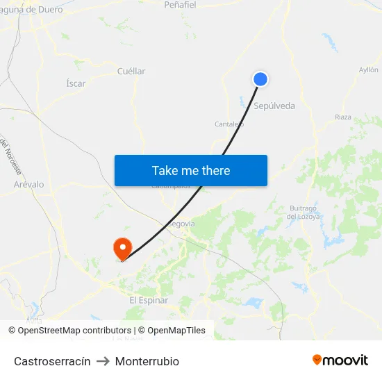 Castroserracín to Monterrubio map