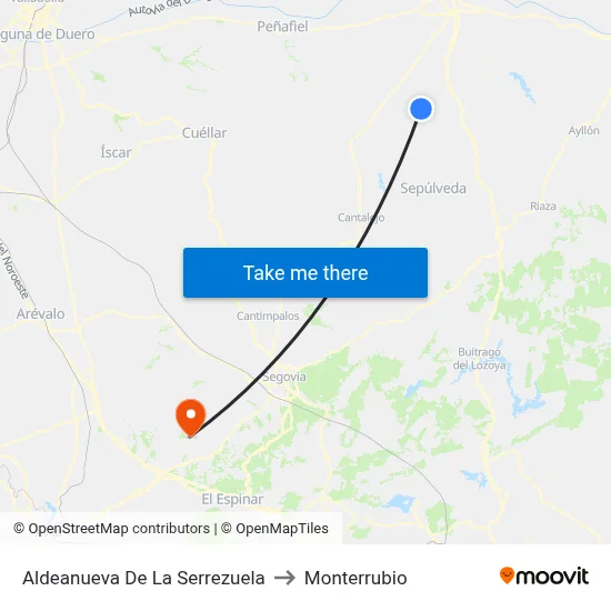 Aldeanueva De La Serrezuela to Monterrubio map