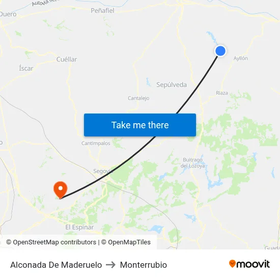 Alconada De Maderuelo to Monterrubio map
