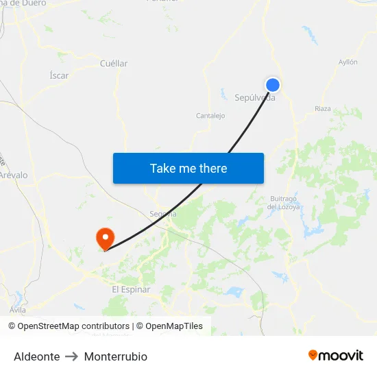 Aldeonte to Monterrubio map