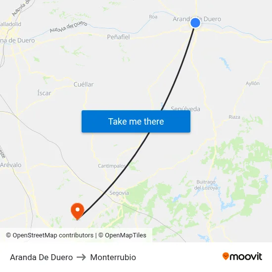 Aranda De Duero to Monterrubio map