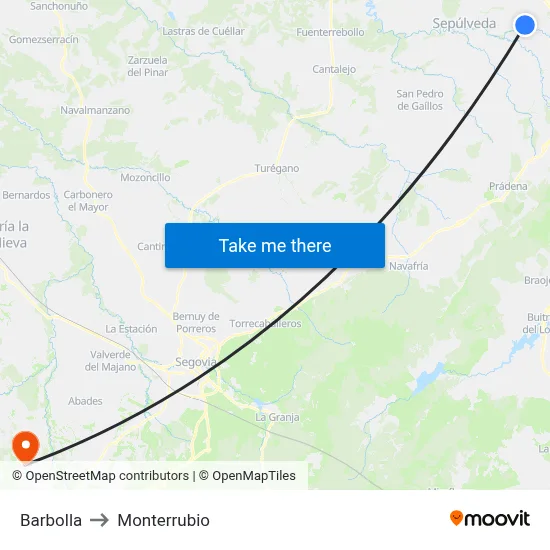 Barbolla to Monterrubio map