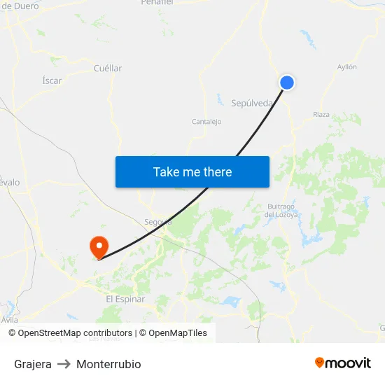 Grajera to Monterrubio map