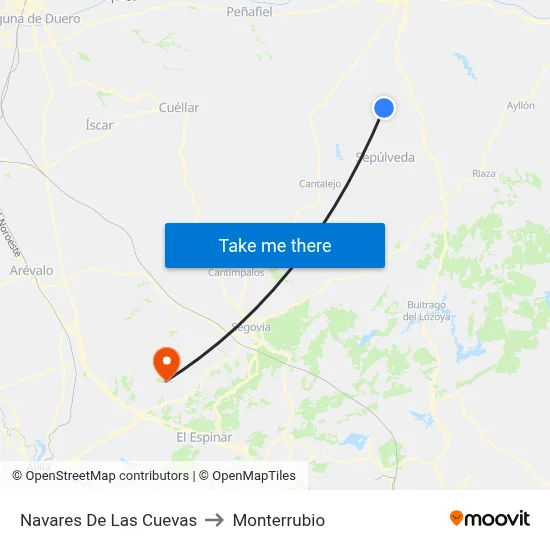 Navares De Las Cuevas to Monterrubio map