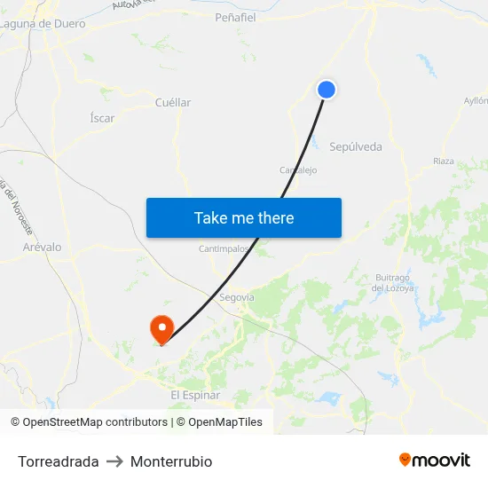 Torreadrada to Monterrubio map