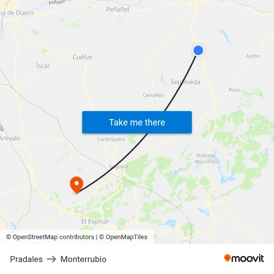 Pradales to Monterrubio map